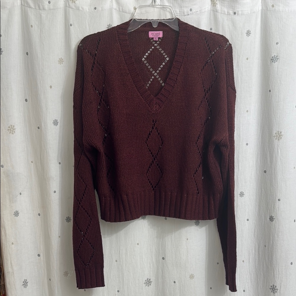 Francescas Burgundy V-Neck Sweater